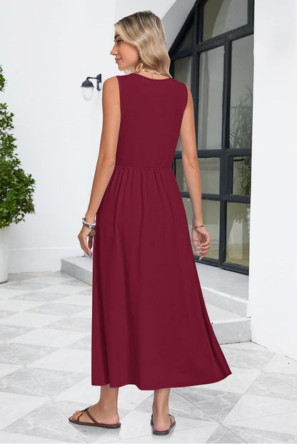 Women's Flowing A-Line Maxi Dress for Beach Days