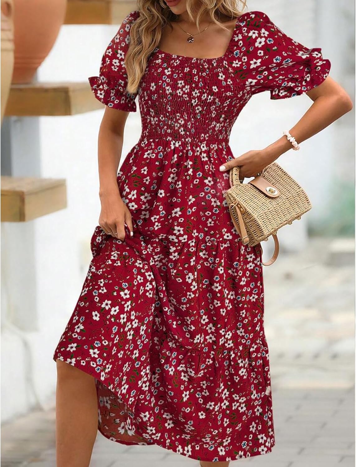 Women's Floral Mini Dress with Tied Waist