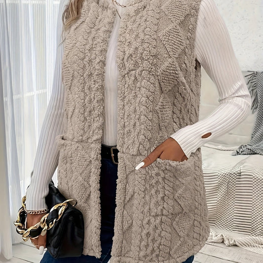 Women's Textured Sleeveless Vest for Winter Layering