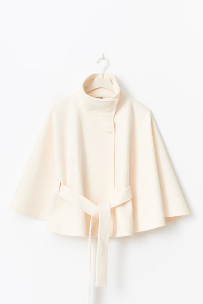 Women's Relaxed Cape Coat with Tie Waist