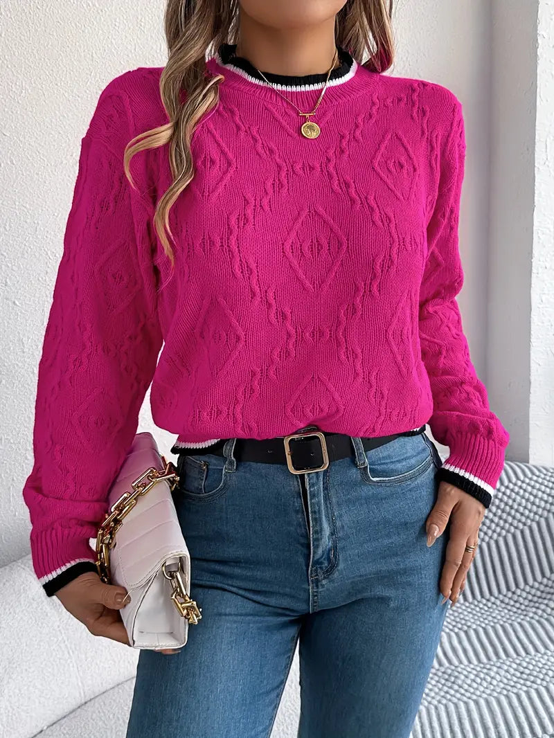Women's Striped Knit Jumper for Smart Casual