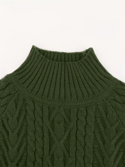 Women's Relaxed Cable-Texture Half-Collar Jumper