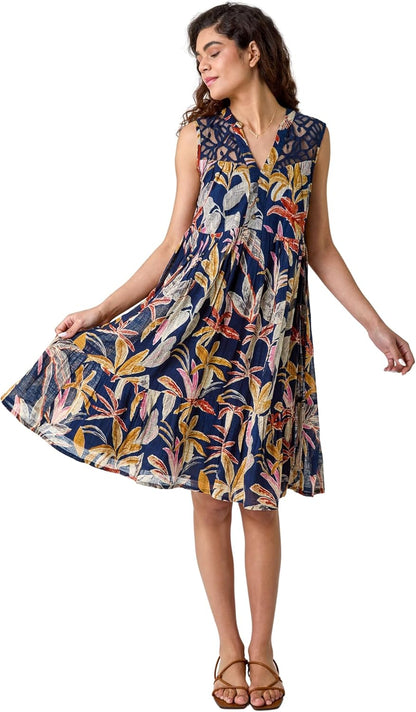 Women's Cotton Floral Dress for Summer Holiday