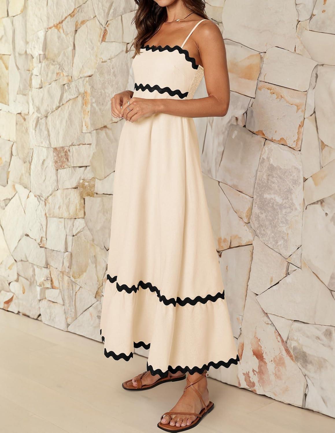 Women's Fluid Midi Dress with Smocked Back