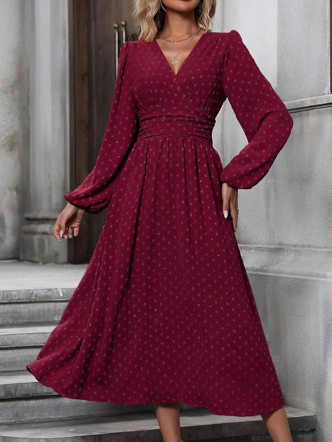 Women's Midi Dress with High Waist for Weddings