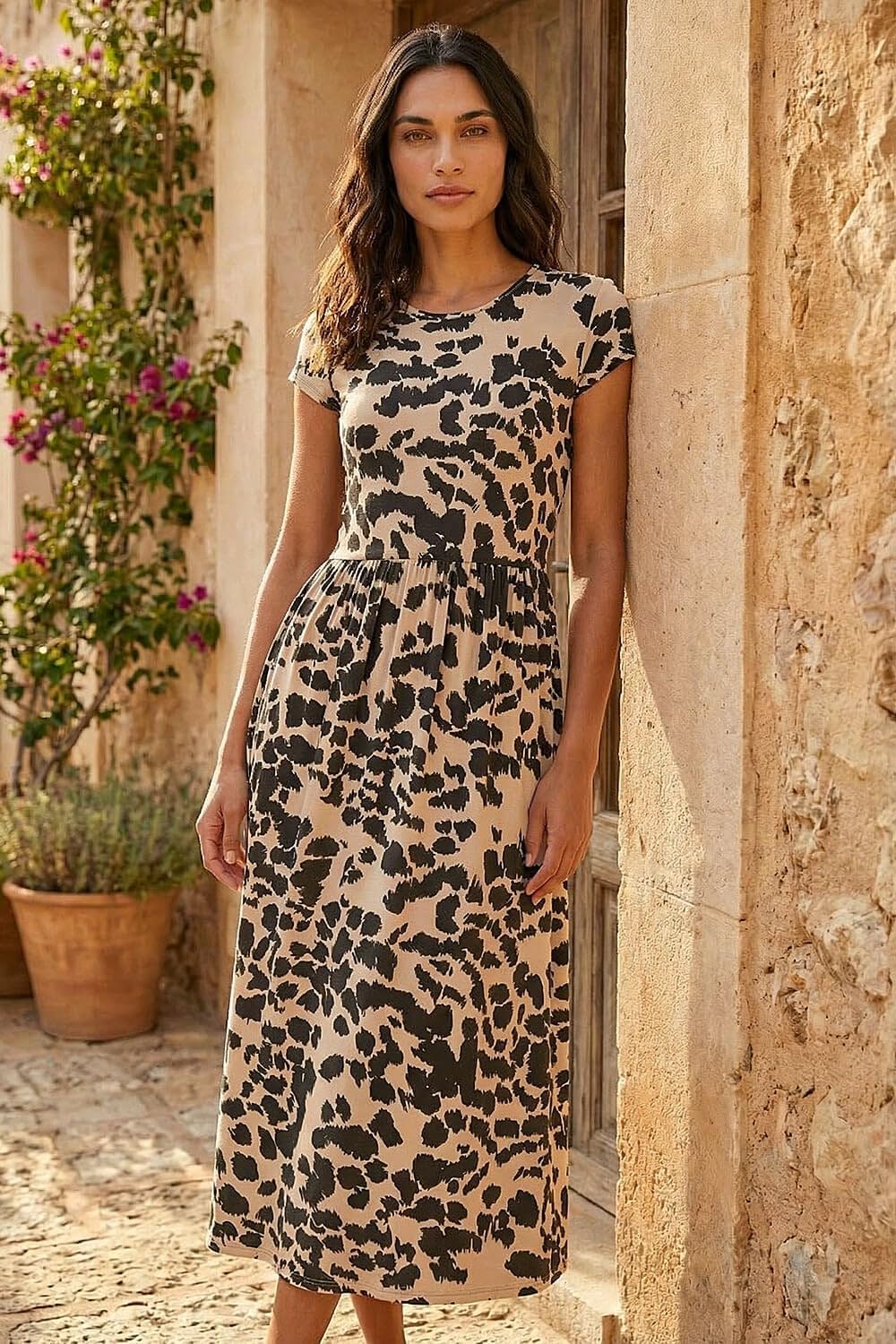Women's Stretch Midi Dress for Weekend Outings