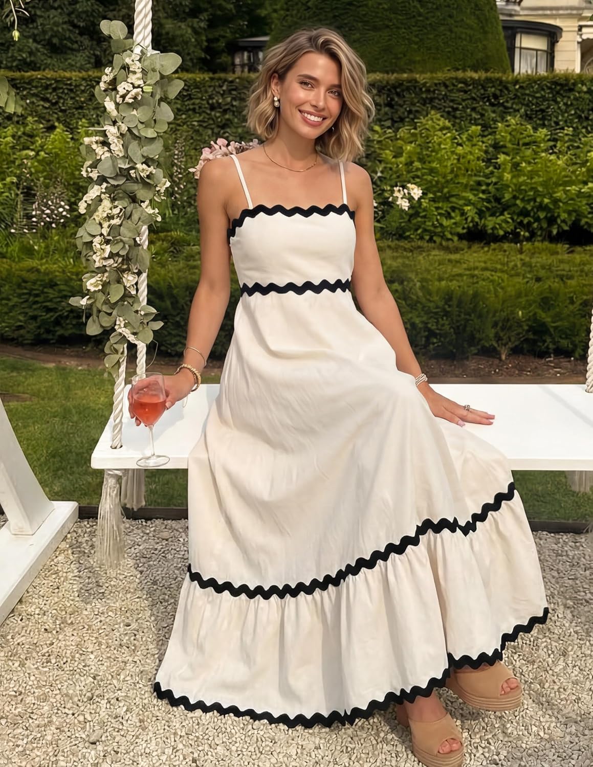 Women's Fluid Midi Dress with Smocked Back