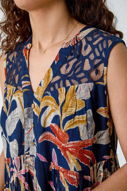 Women's Cotton Floral Dress for Summer Holiday