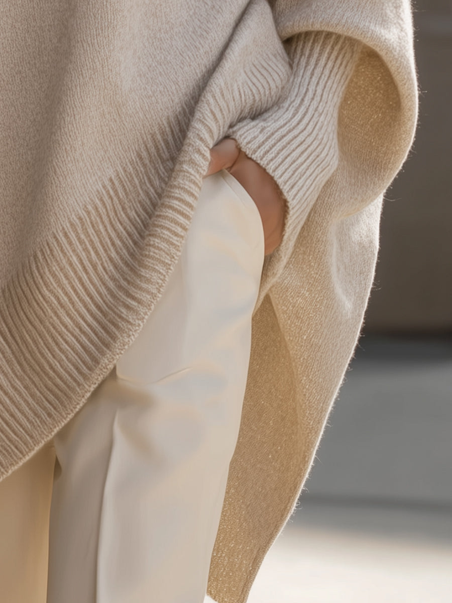 Women's Oversized Sweater with Asymmetrical Hem
