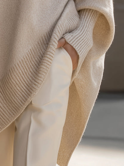 Women's Oversized Sweater with Asymmetrical Hem
