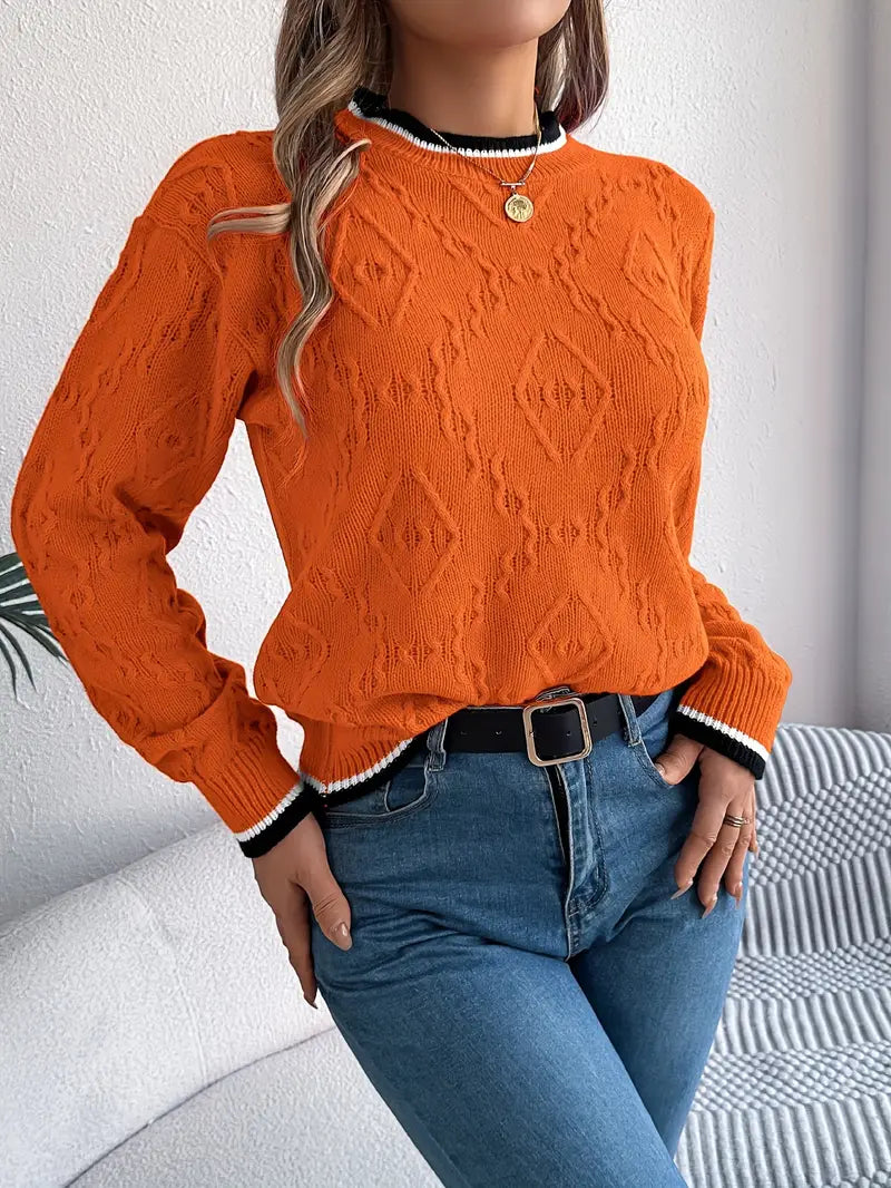 Women's Striped Knit Jumper for Smart Casual