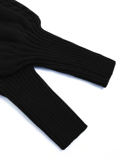 Women's Relaxed Cable-Texture Half-Collar Jumper