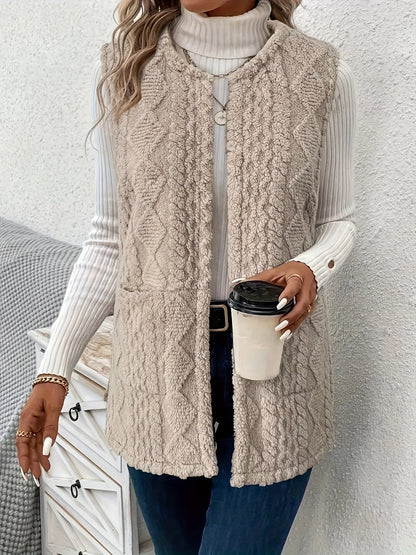 Women's Textured Sleeveless Vest for Winter Layering