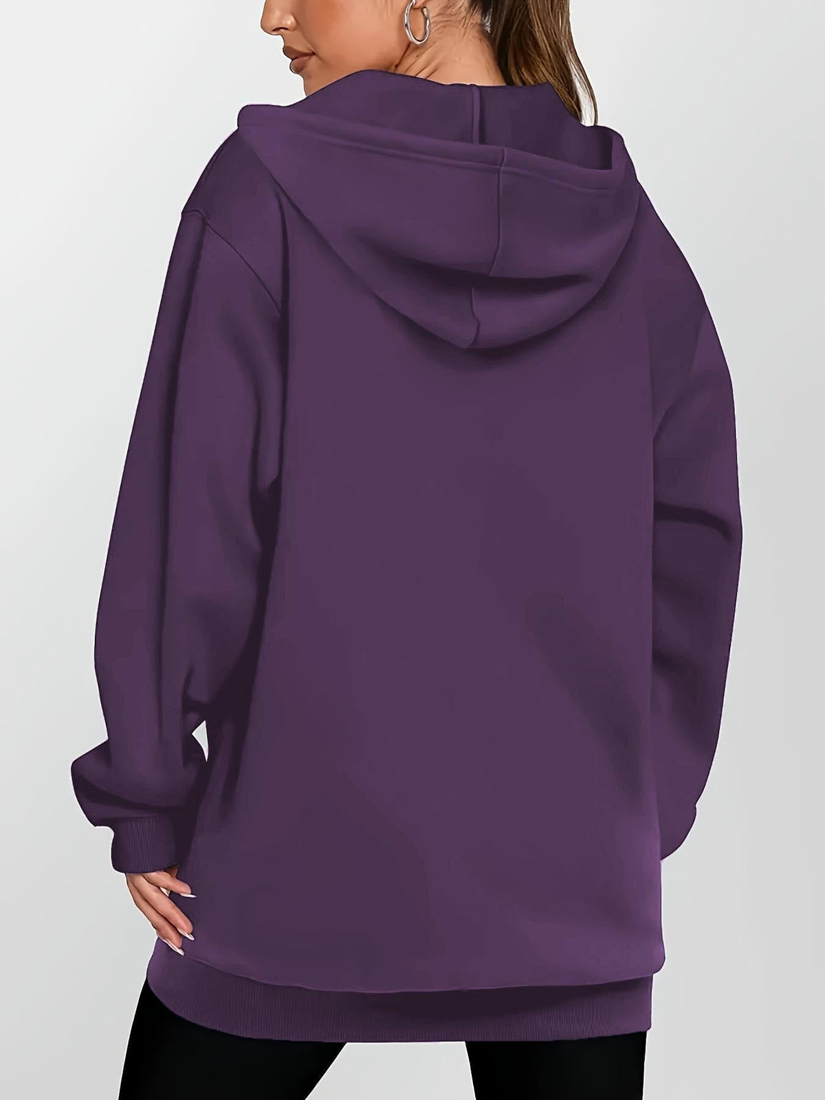 Women's Longline Hooded Fleece Jacket - Brushed Interior
