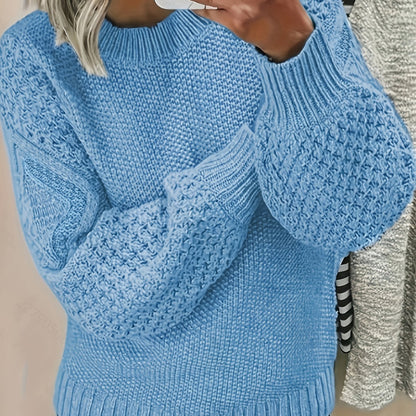 Women's Textured Knit Jumper Lantern Sleeve