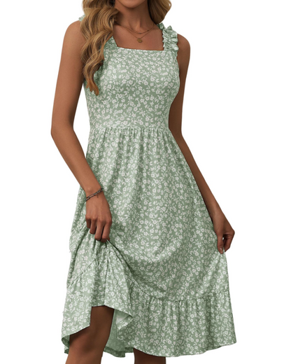 Women's Square Neck Midi Dress for Vacation