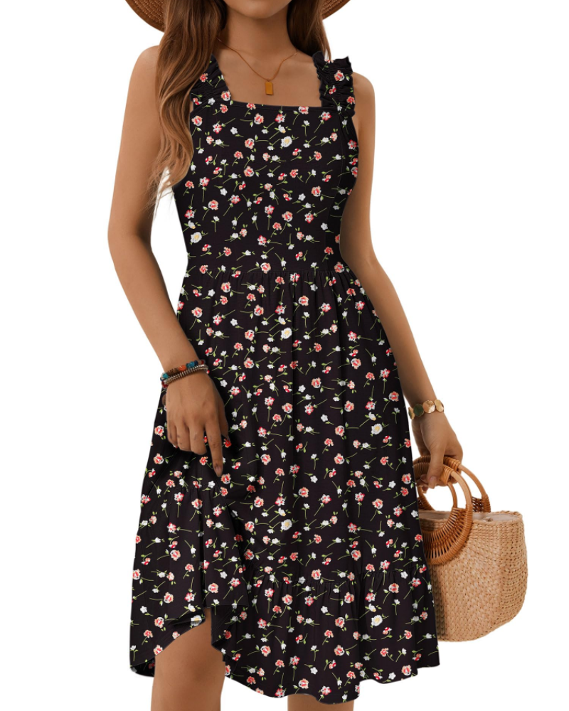 Women's Square Neck Midi Dress for Vacation