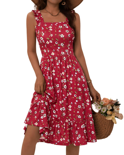 Women's Square Neck Midi Dress for Vacation