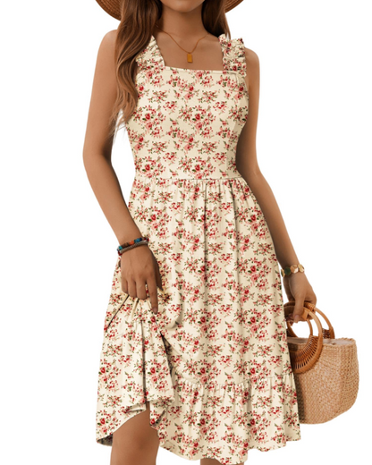 Women's Square Neck Midi Dress for Vacation