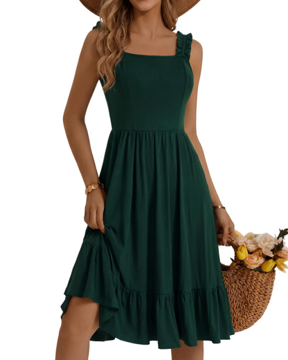 Women's Square Neck Midi Dress for Vacation
