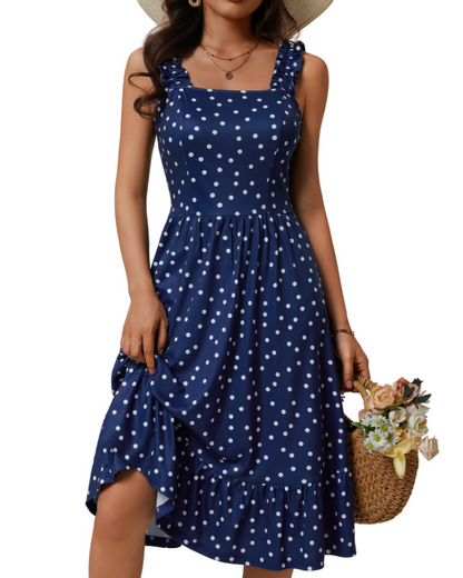 Women's Square Neck Midi Dress for Vacation