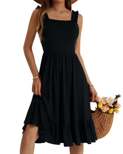 Women's Square Neck Midi Dress for Vacation
