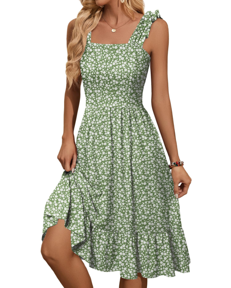 Women's Square Neck Midi Dress for Vacation