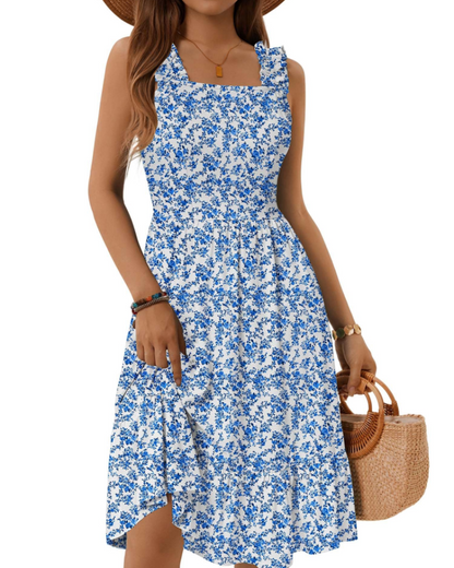 Women's Square Neck Midi Dress for Vacation