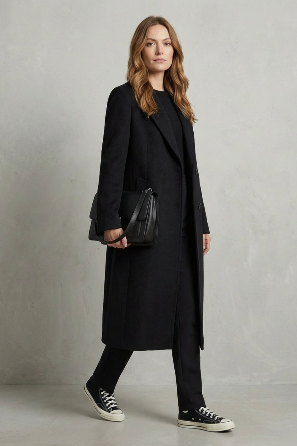 Women's Herringbone Wool Overcoat for Work