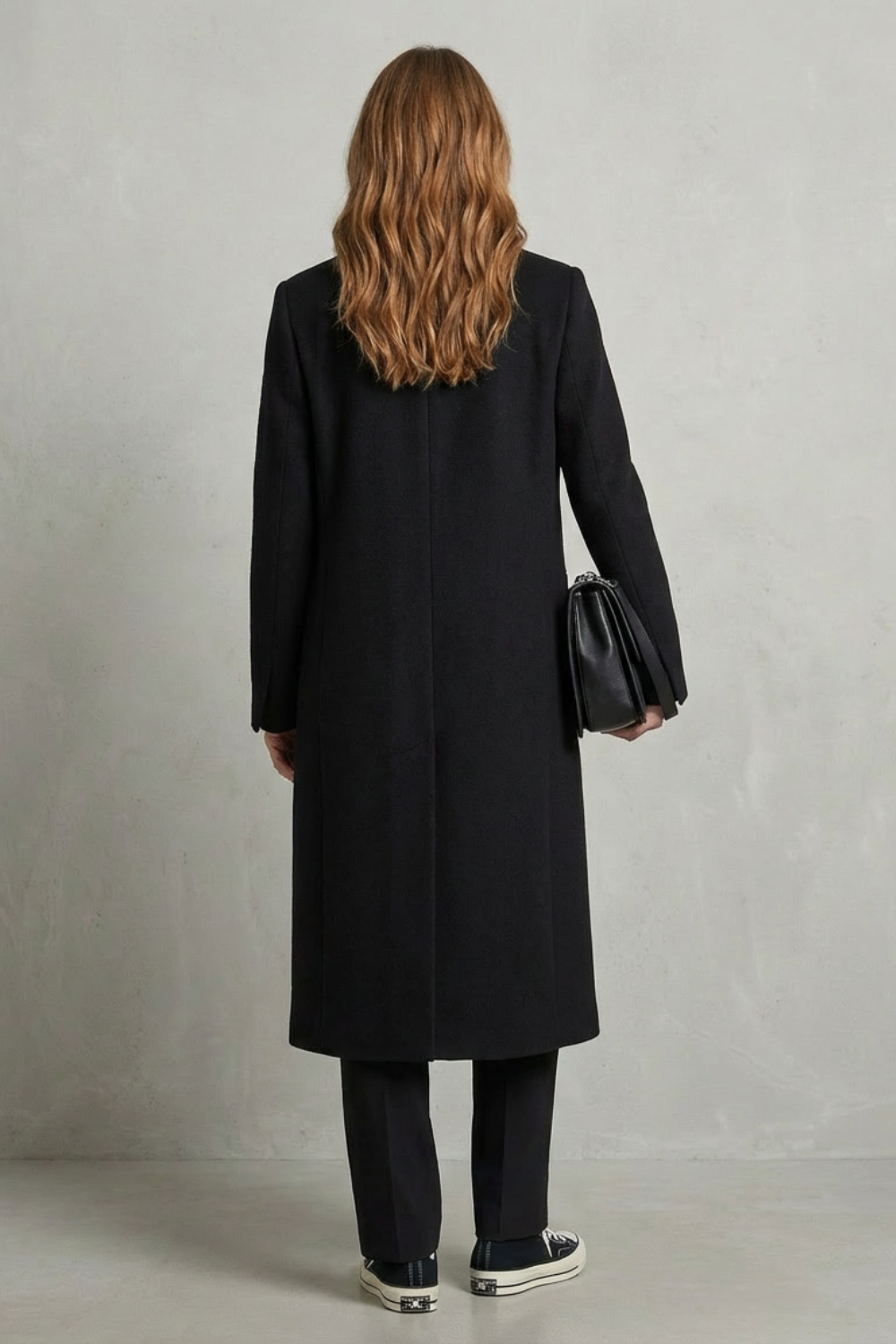 Women's Herringbone Wool Overcoat for Work