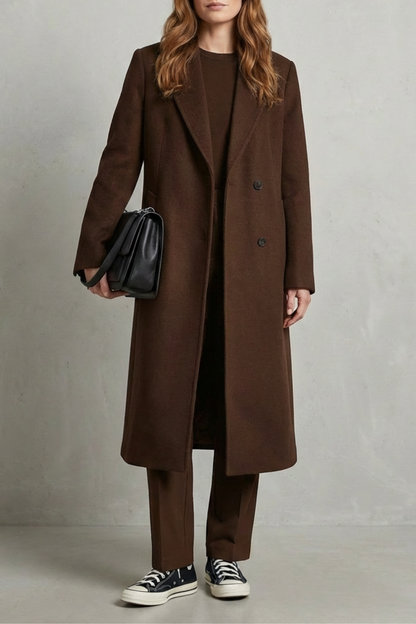 Women's Herringbone Wool Overcoat for Work