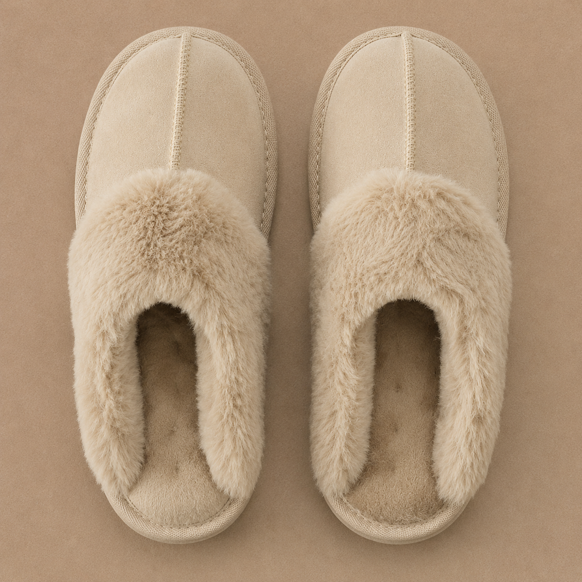 Women's Suede Mule Slippers with Warm Fur Lining