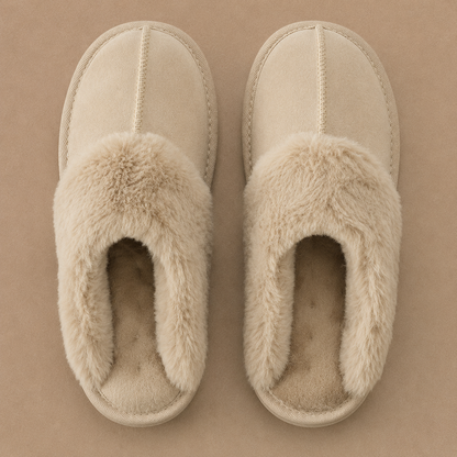Women's Suede Mule Slippers with Warm Fur Lining