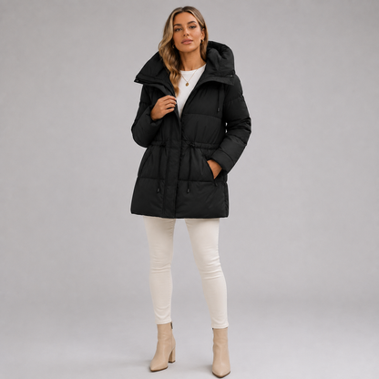 Women's Padded Mid Length Parka with Hood