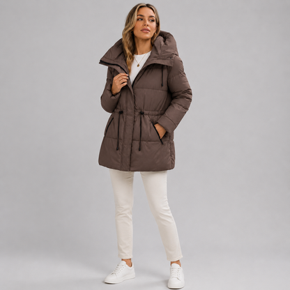 Women's Padded Mid Length Parka with Hood