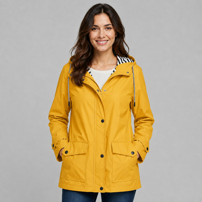 Women's Hooded Trench Coat with Button Front