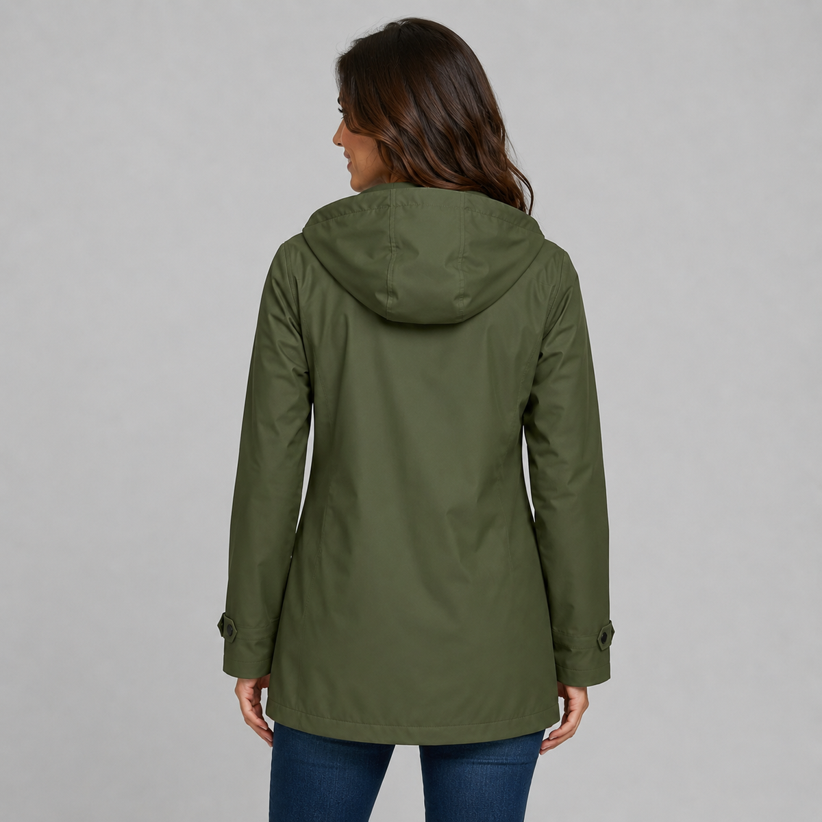Women's Hooded Trench Coat with Button Front