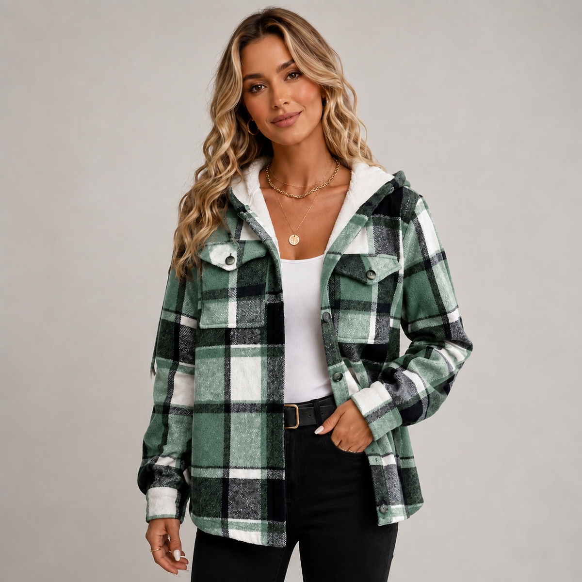 Women's Fleece Coat with Hood for Weekend Wear