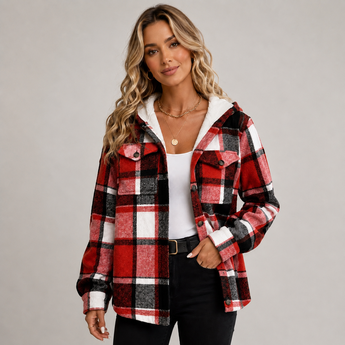 Women's Fleece Coat with Hood for Weekend Wear