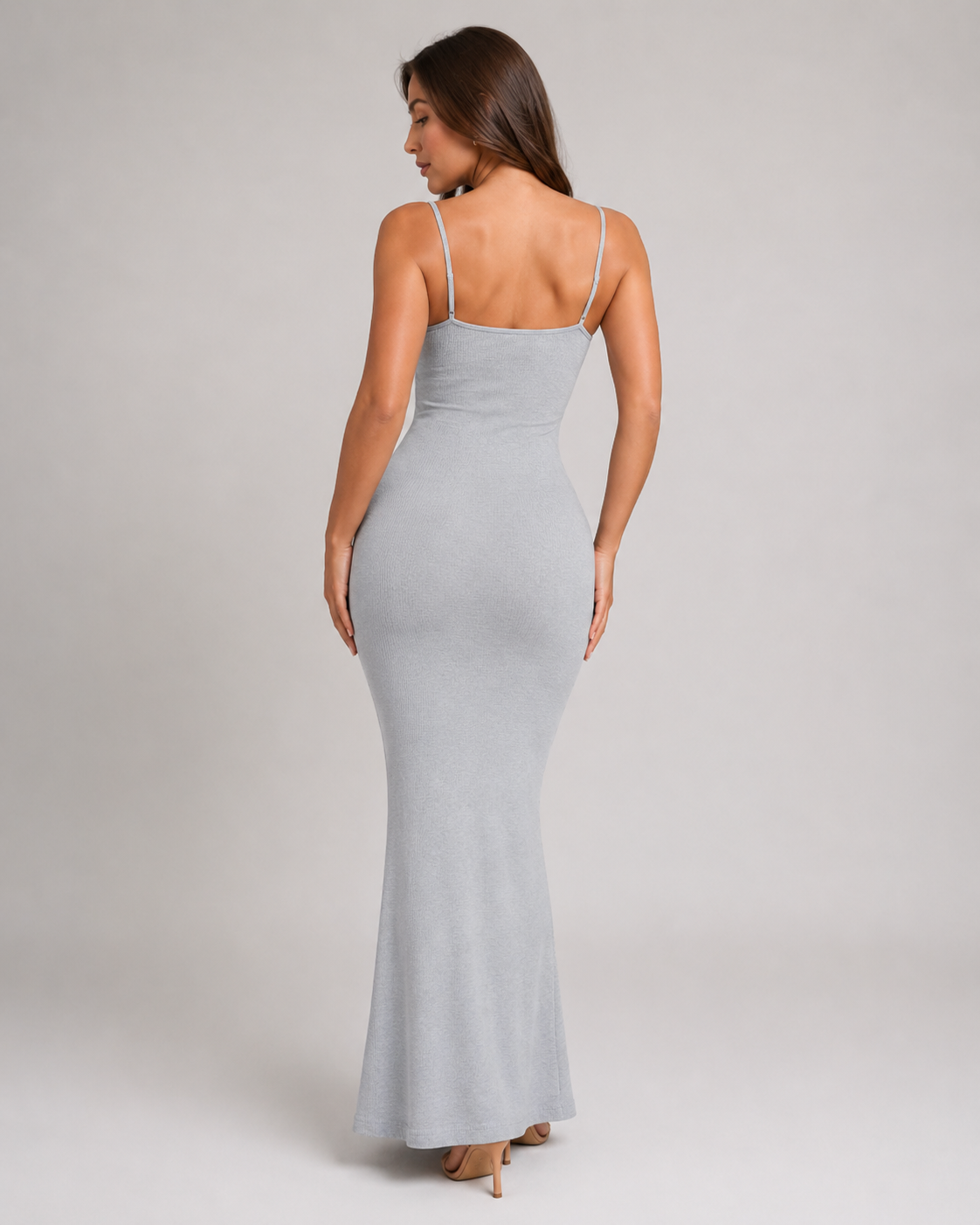Women's Fitted Maxi Dress with Spaghetti Straps