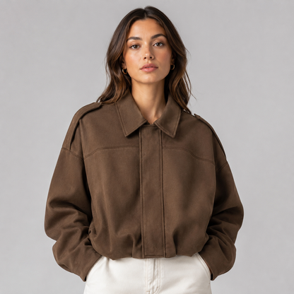 Women's Faux Suede Bomber Jacket for Fall