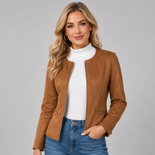 Women's Suede-Look Cropped Jacket for Spring