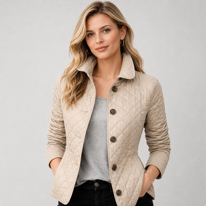 Women's Quilted Jacket with Button Front For Work