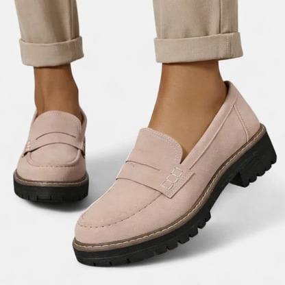 Women's Suede-Look Loafers with Low Block Heel