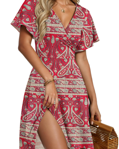 Women's Summer Wrap Dress with Side Pockets