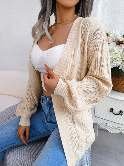 Women's Oversized Cable Knit Cardigan with Pockets