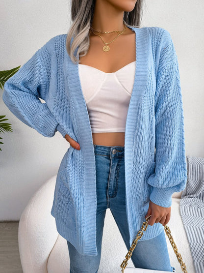 Women's Oversized Cable Knit Cardigan with Pockets