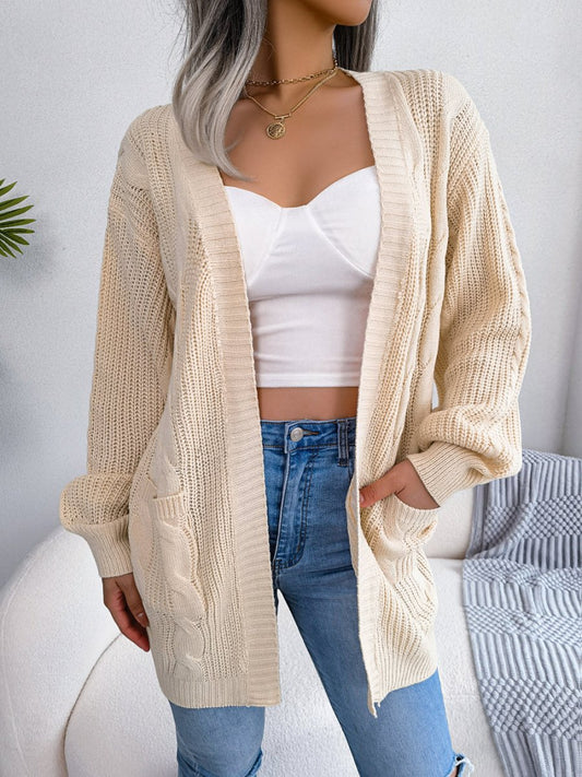 Women's Oversized Cable Knit Cardigan with Pockets