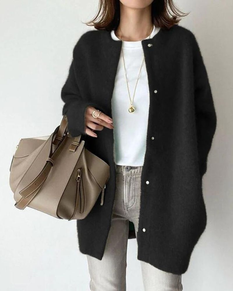 Women's Fluffy Knit Cardigan for Weekends