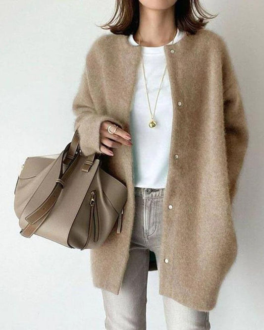 Women's Fluffy Knit Cardigan for Weekends